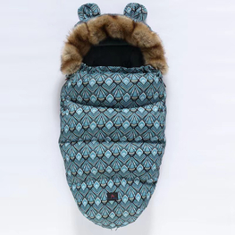 Pram Blue Square Flower Cosy Toes 