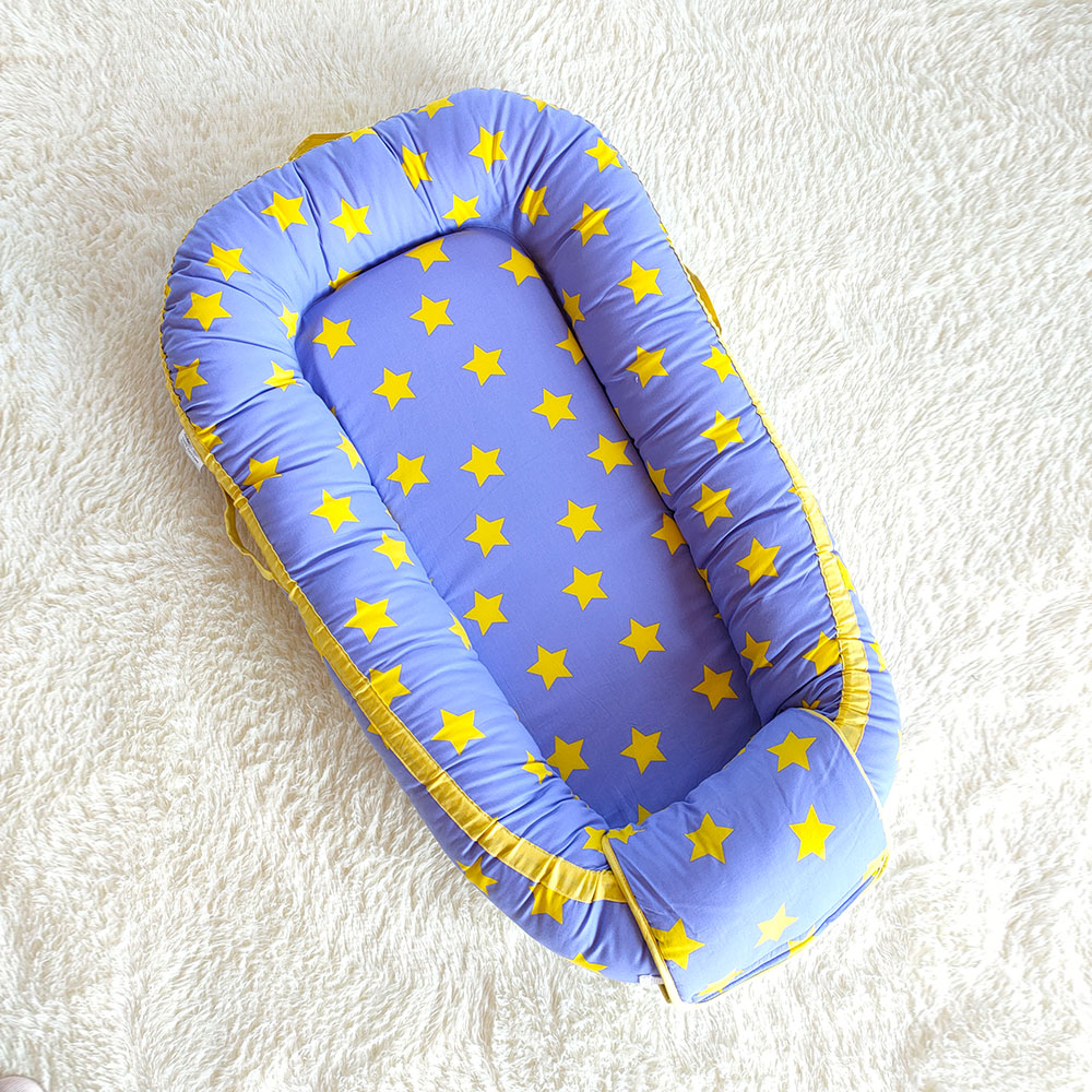 100% Cotton & Fiberfill Breathable Purple Star Baby Pillow Lounger
